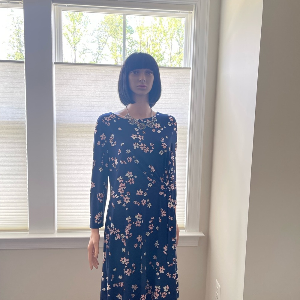 Chaps Blue Long Sleeve Sheath Dress for Weddings